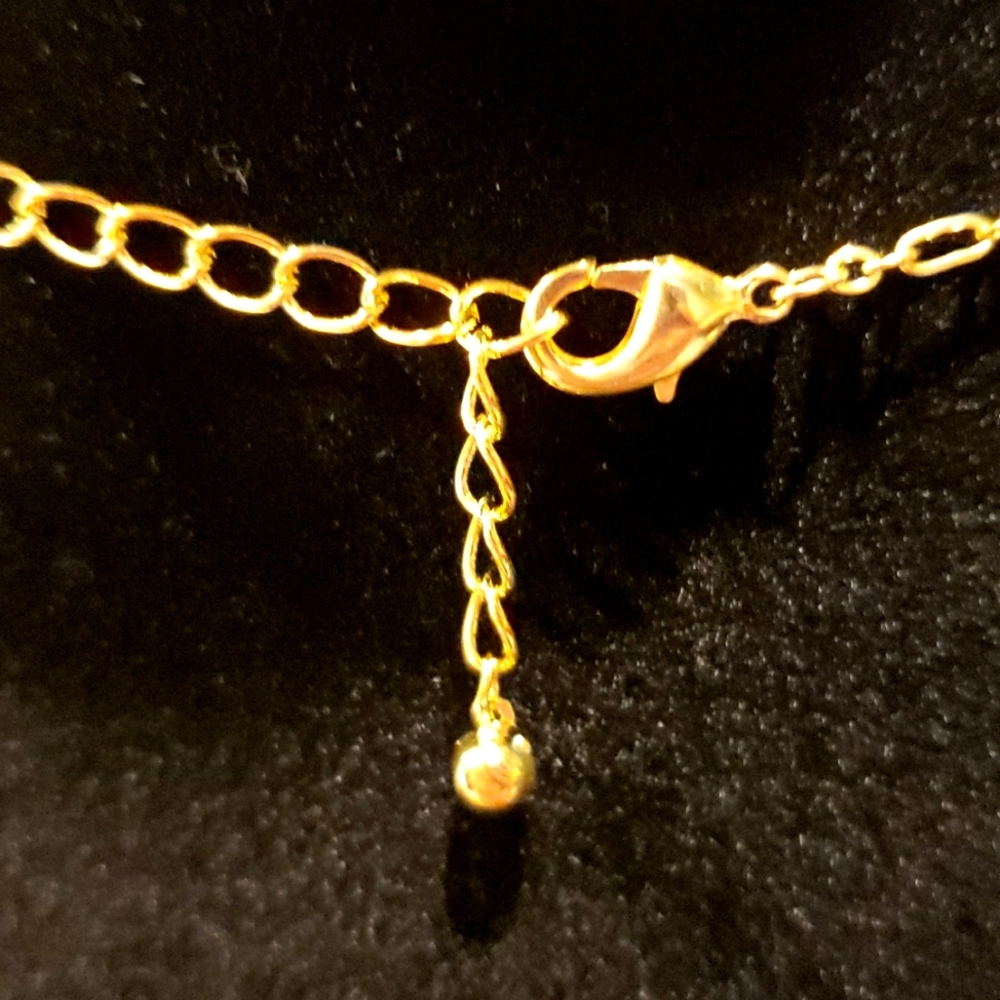 Golden Rhinestone Layered Necklace - Picture 4 of 5